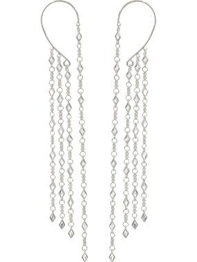 14K Gold Plated Cubic Zirconia Fringe Ear Cuff, Stylish Women's Jewelry